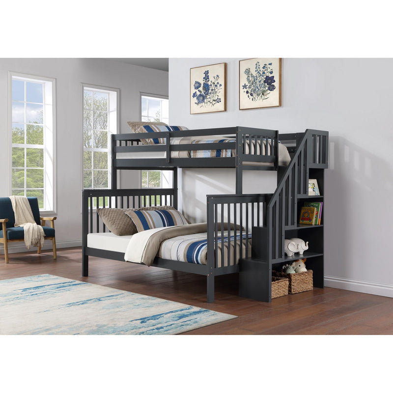 IFDC B-1851 Twin/Full Bunk Bed - Grey IMAGE 1