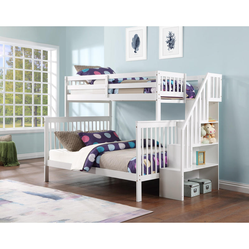 IFDC B-1852 Twin/Full Bunk Bed - White IMAGE 1