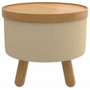  Worldwide Home Furnishings Betsy 402-376BG_NT Round Storage Ottoman with Tray - Beige and Natural IMAGE 2