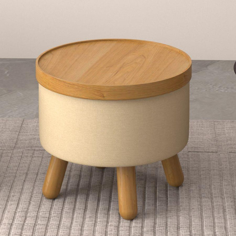 Worldwide Home Furnishings Betsy 402-376BG_NT Round Storage Ottoman with Tray - Beige and Natural IMAGE 7