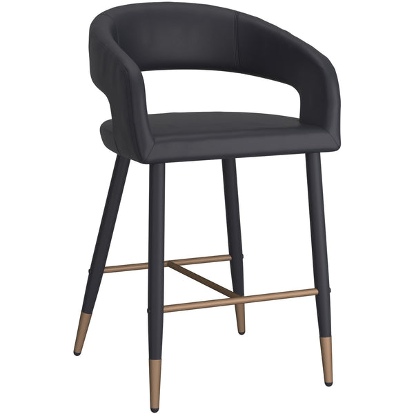 !nspire Crimson 203-096BK 26" Counter Stool - Black Faux Leather and Black and Aged Gold IMAGE 1