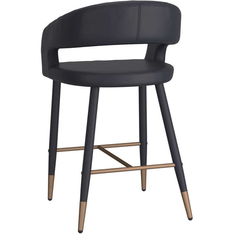 !nspire Crimson 203-096BK 26" Counter Stool - Black Faux Leather and Black and Aged Gold IMAGE 2