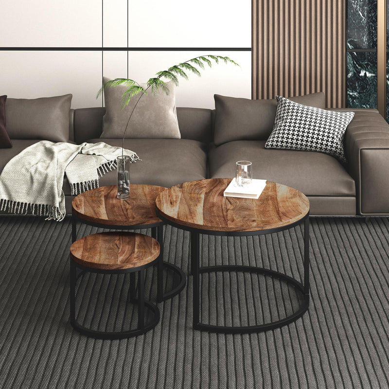 !nspire Darsh 303-403NAT 3pc Coffee Table Set - Natural and Black IMAGE 6