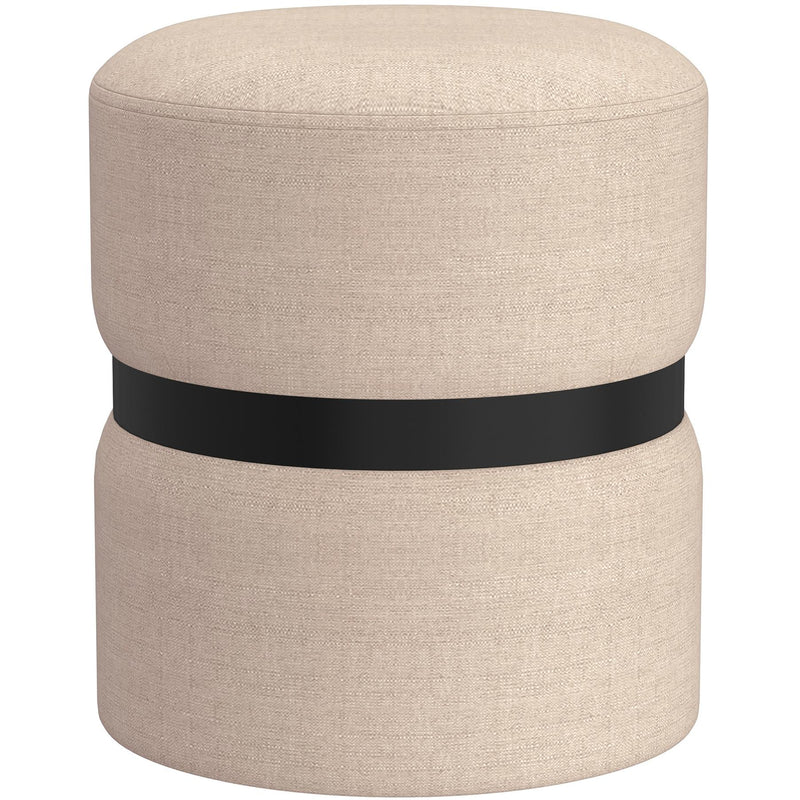 !nspire Demi 402-172BG Round Ottoman - Beige and Black IMAGE 1