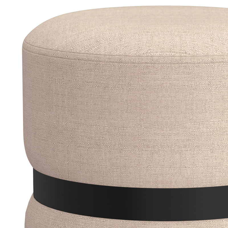 !nspire Demi 402-172BG Round Ottoman - Beige and Black IMAGE 2