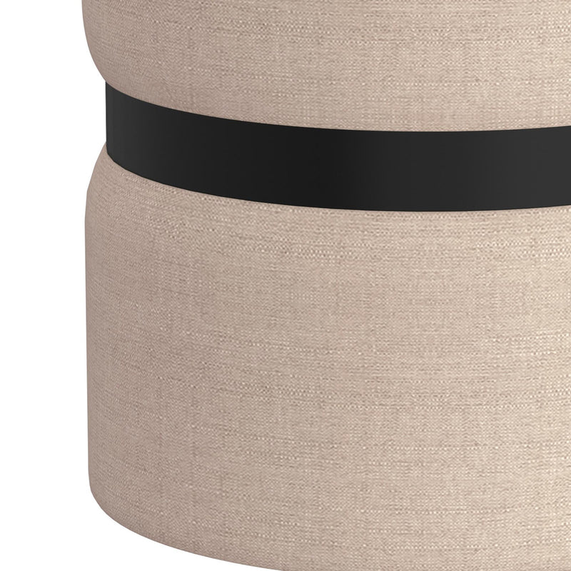 !nspire Demi 402-172BG Round Ottoman - Beige and Black IMAGE 3