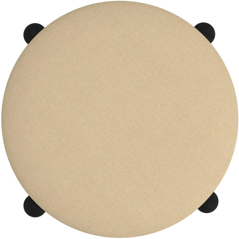 Worldwide Home Furnishings Heidi 402-976BG_BK Round Storage Ottoman - Beige and Black IMAGE 5