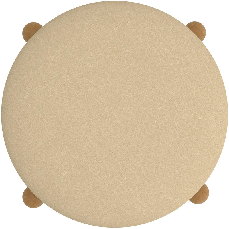 Worldwide Home Furnishings Heidi 402-976BG_NT Round Storage Ottoman - Beige and Natural IMAGE 5