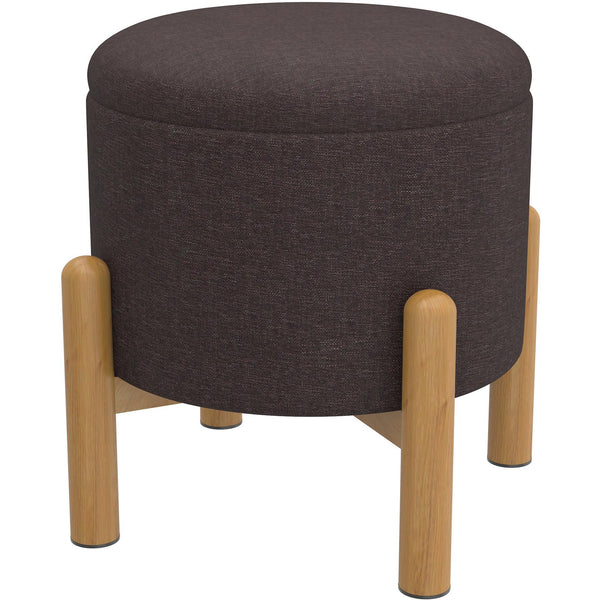 Worldwide Home Furnishings Heidi 402-976CH_NT Round Storage Ottoman - Charcoal and Natural IMAGE 1