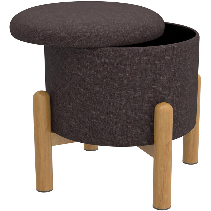 Worldwide Home Furnishings Heidi 402-976CH_NT Round Storage Ottoman - Charcoal and Natural IMAGE 2