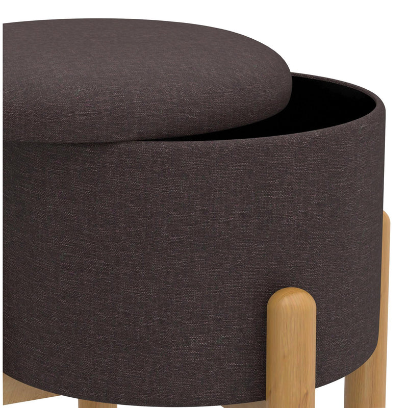 Worldwide Home Furnishings Heidi 402-976CH_NT Round Storage Ottoman - Charcoal and Natural IMAGE 4