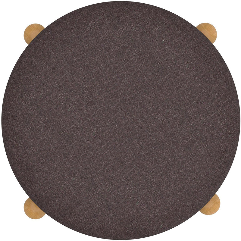 Worldwide Home Furnishings Heidi 402-976CH_NT Round Storage Ottoman - Charcoal and Natural IMAGE 5