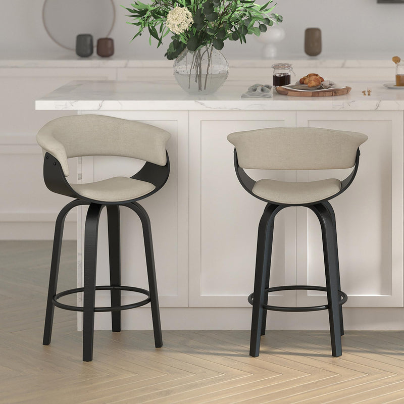 !nspire Holt 203-981BG_BK 26" Counter Stool - Beige Fabric and Black IMAGE 7