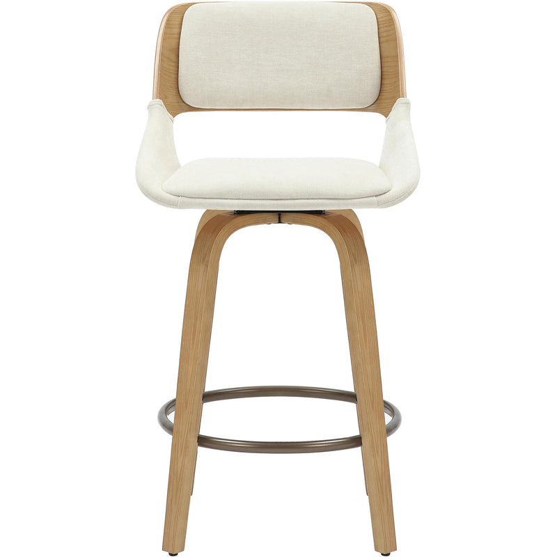 !nspire Hudson 203-582BG 26" Counter Stool with Swivel - Beige Fabric and Natural IMAGE 4