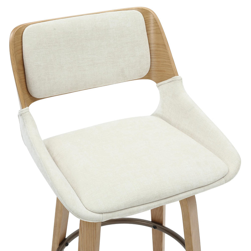 !nspire Hudson 203-582BG 26" Counter Stool with Swivel - Beige Fabric and Natural IMAGE 5