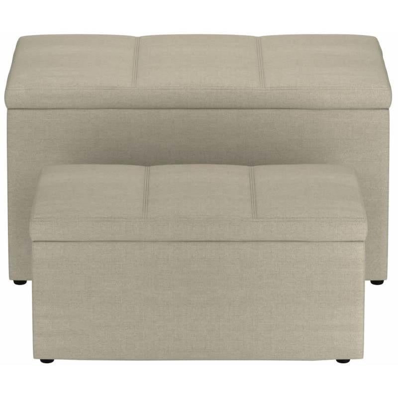 Worldwide Home Furnishings Levi 402-611BG 2pc Rectangular Storage Ottoman Bench Set - Beige Fabric IMAGE 4