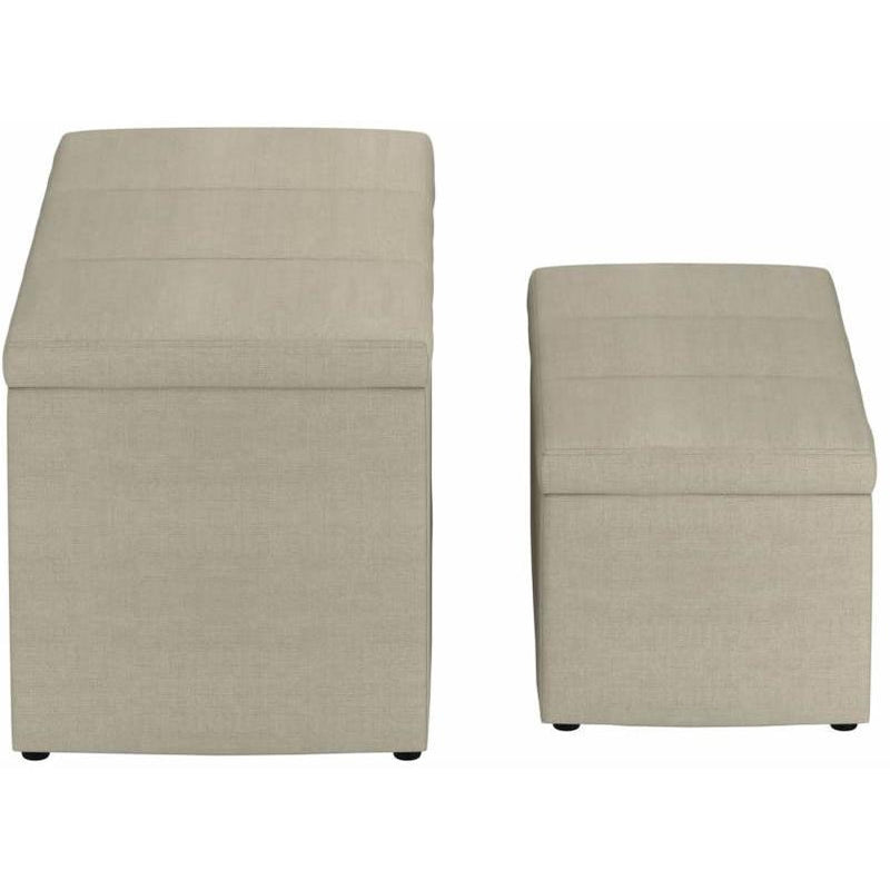 Worldwide Home Furnishings Levi 402-611BG 2pc Rectangular Storage Ottoman Bench Set - Beige Fabric IMAGE 5