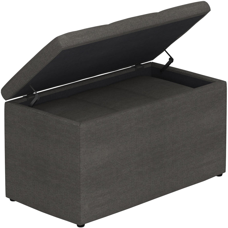 Worldwide Home Furnishings Levi 402-611CH 2pc Rectangular Storage Ottoman Bench Set - Charcoal Fabric IMAGE 3