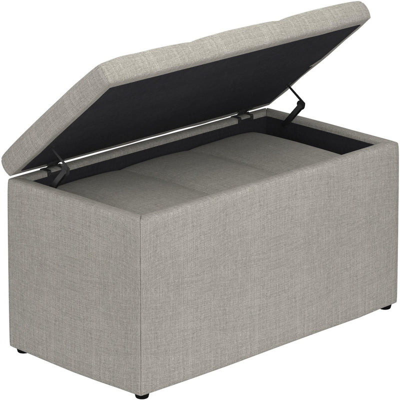 Worldwide Home Furnishings Levi 402-611LG 2pc Rectangular Storage Ottoman Bench Set - Light Grey Fabric IMAGE 3