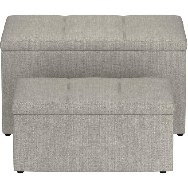 Worldwide Home Furnishings Levi 402-611LG 2pc Rectangular Storage Ottoman Bench Set - Light Grey Fabric IMAGE 4