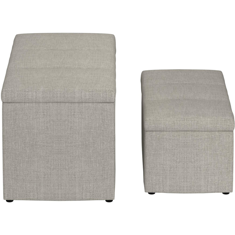 Worldwide Home Furnishings Levi 402-611LG 2pc Rectangular Storage Ottoman Bench Set - Light Grey Fabric IMAGE 5