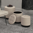 !nspire Lexi 402-173BG_BK 3 pc Round Storage Ottoman Set - Beige and Black IMAGE 6