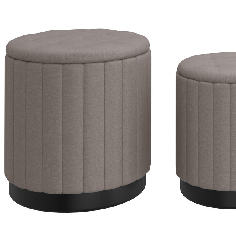 !nspire Lexi 402-173GY_BK 3pc Round Storage Ottoman Set - Warm Grey and Black IMAGE 5