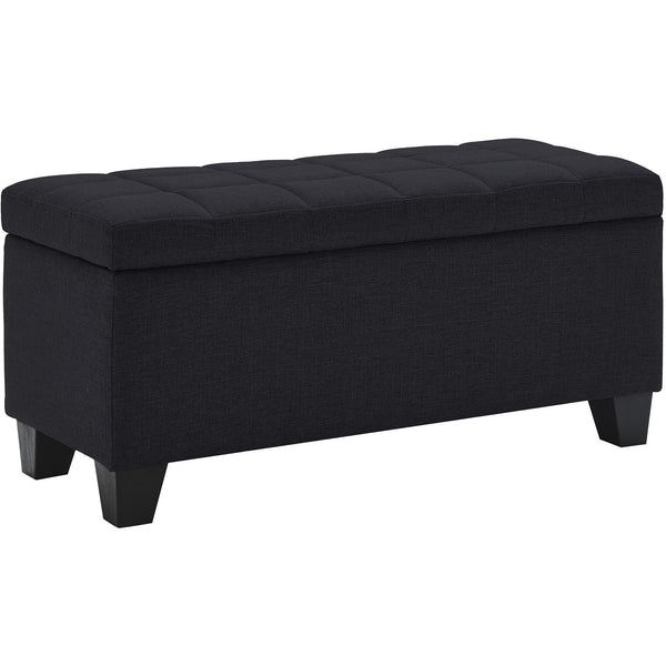 Worldwide Home Furnishings Lila 402-777BLK Rectangular Storage Ottoman Bench - Black IMAGE 1