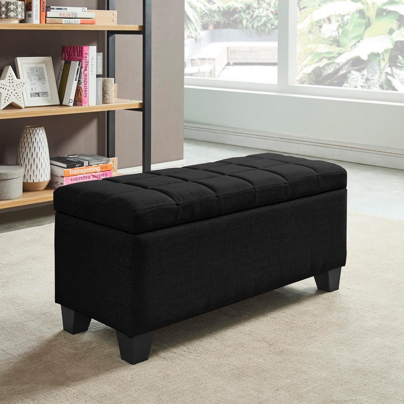 Worldwide Home Furnishings Lila 402-777BLK Rectangular Storage Ottoman Bench - Black IMAGE 7