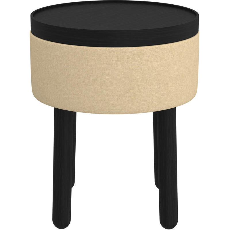 Worldwide Home Furnishings Polly 402-687BG_BK Round Storage Ottoman with Tray - Beige and Black IMAGE 3