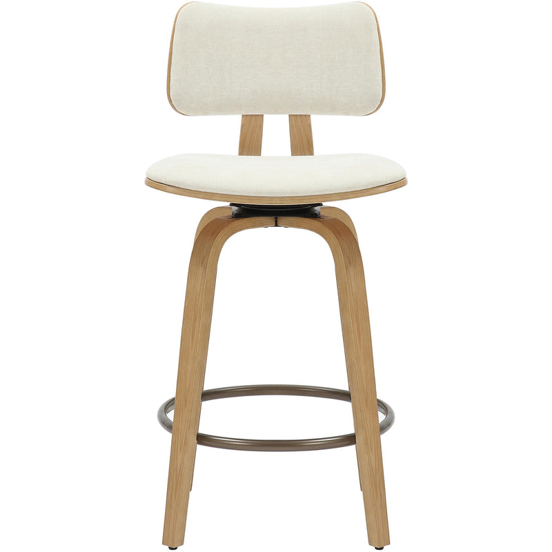 !nspire Zuni 203-581BG 26" Counter Stool with Swivel - Beige Fabric and Natural IMAGE 4