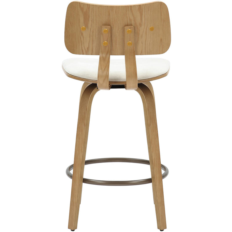 !nspire Zuni 203-581BG 26" Counter Stool with Swivel - Beige Fabric and Natural IMAGE 5