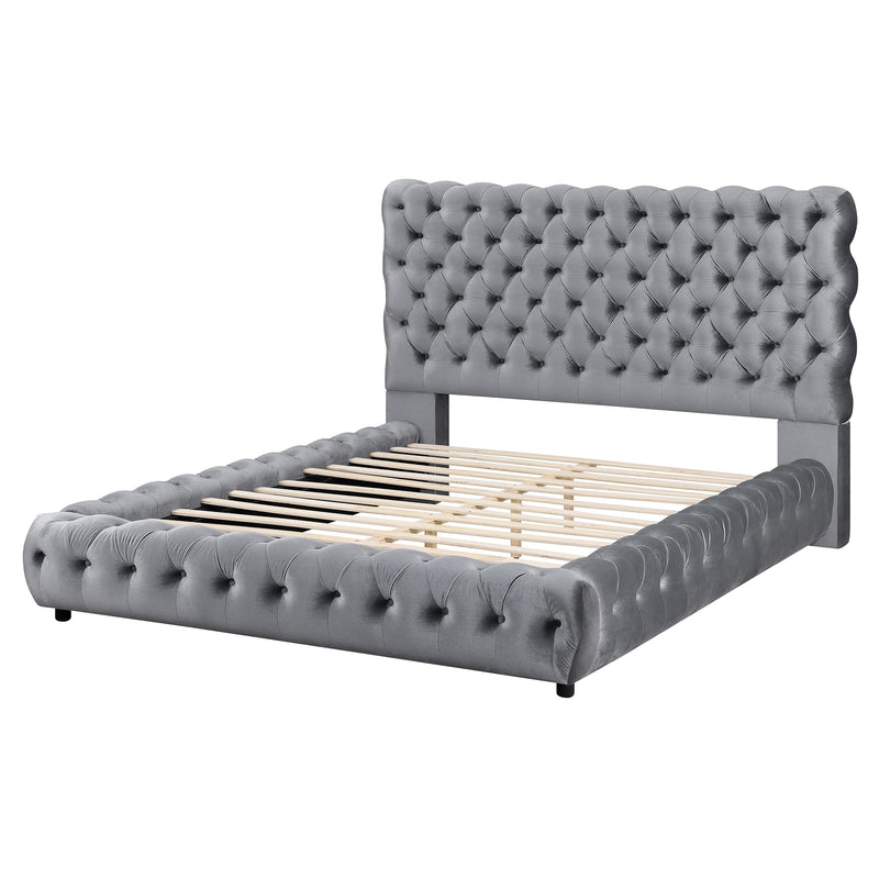 Crown Mark Flory King Upholstered Platform Bed 5112GY-K-HBFB/5112GY-KQ-RAIL IMAGE 3