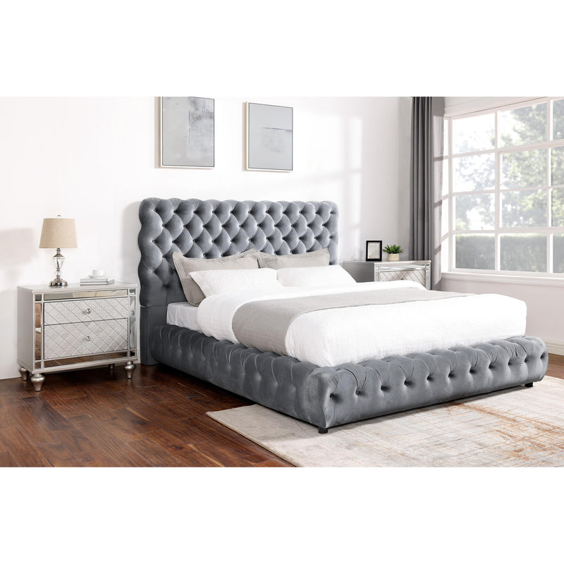 Crown Mark Flory Queen Upholstered Platform Bed 5112GY-Q-HBFB/5112GY-KQ-RAIL IMAGE 2