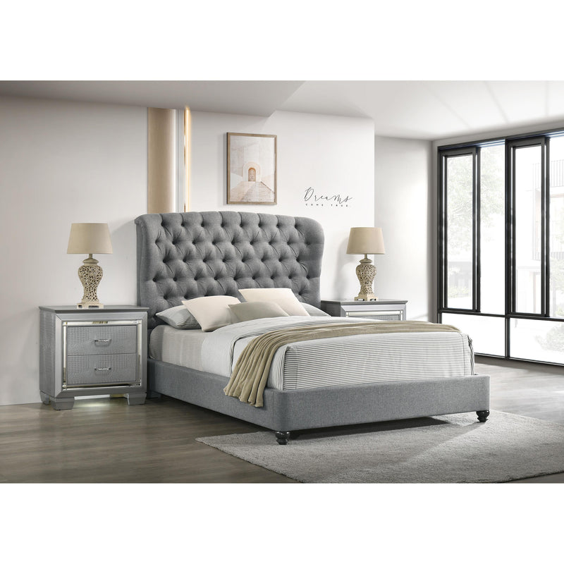 Crown Mark Linda King Upholstered Platform Bed 5138GY-K-HBFB/5138GY-KQ-RAIL IMAGE 2