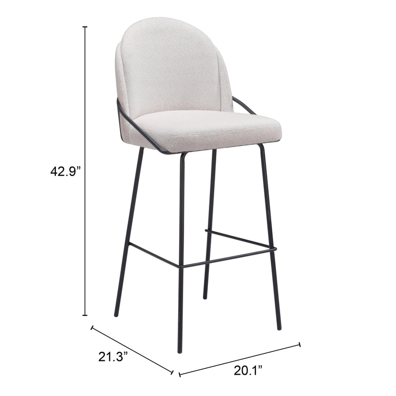  Zuo Jambi 109969 Barstool - Ivory IMAGE 8