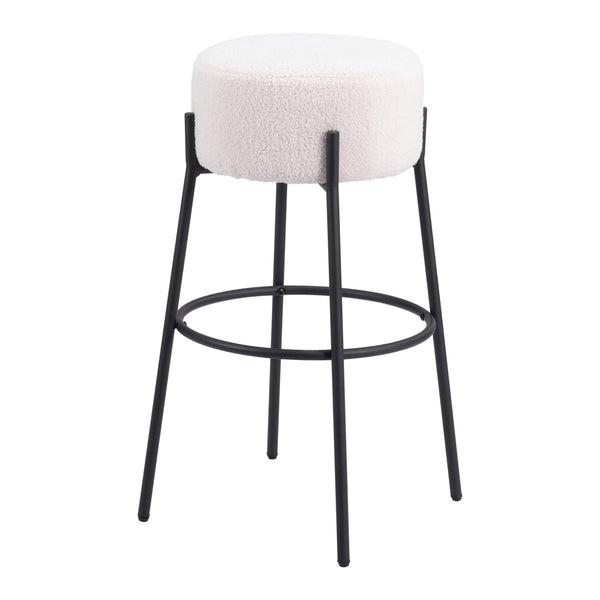  Zuo Blanche 109742 Barstool - Ivory IMAGE 1