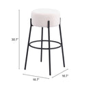  Zuo Blanche 109742 Barstool - Ivory IMAGE 6