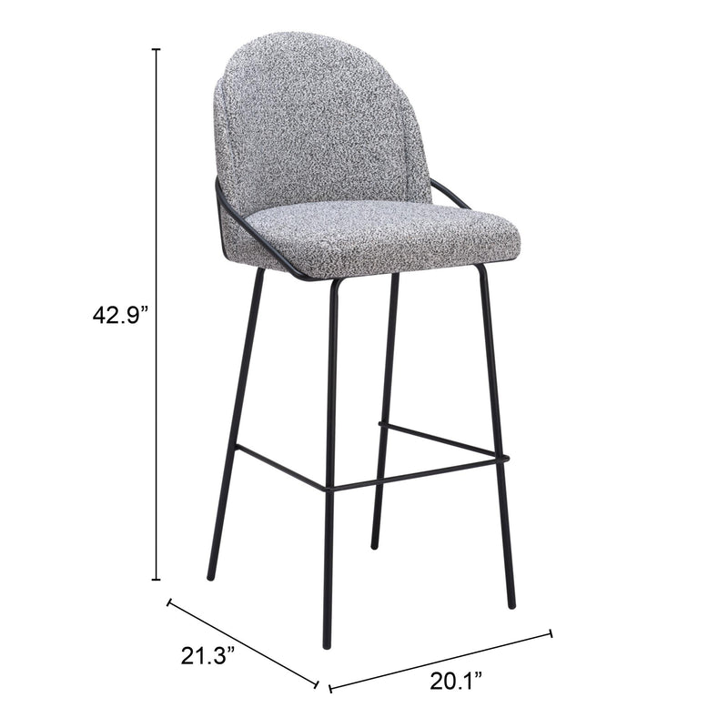  Zuo Jambi 109968 Barstool - Black & White IMAGE 8