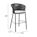  Zuo Freycinet 703989 Barstool - Black IMAGE 10