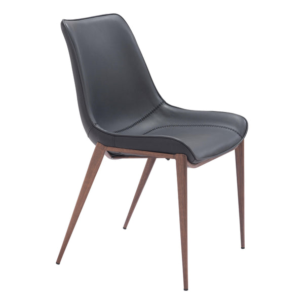  Zuo Magnus 109933 Dining Chair - Black & Walnut IMAGE 1