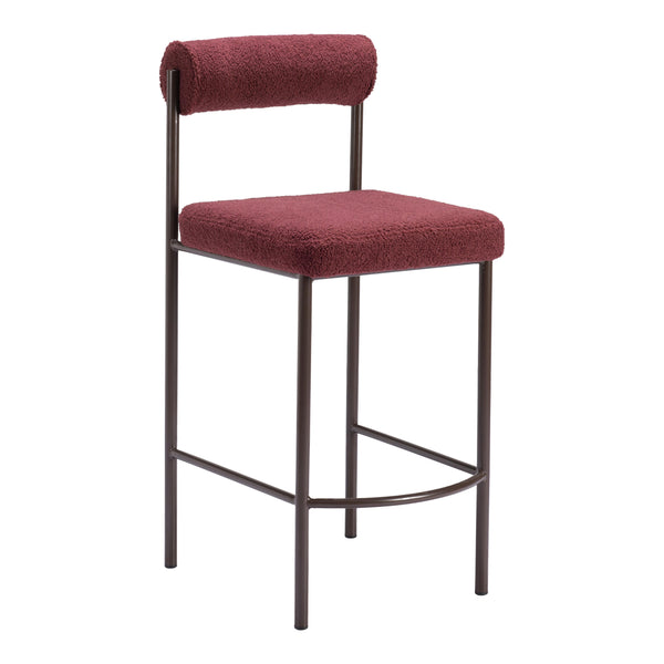  Zuo Livorno 109813 Counter Stool - Red & Bronze IMAGE 1