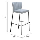  Zuo Linz 109783 Barstool - Grey IMAGE 10