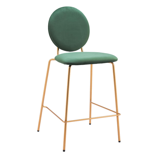  Zuo Odessa 109805 Counter Stool - Green & Gold IMAGE 1