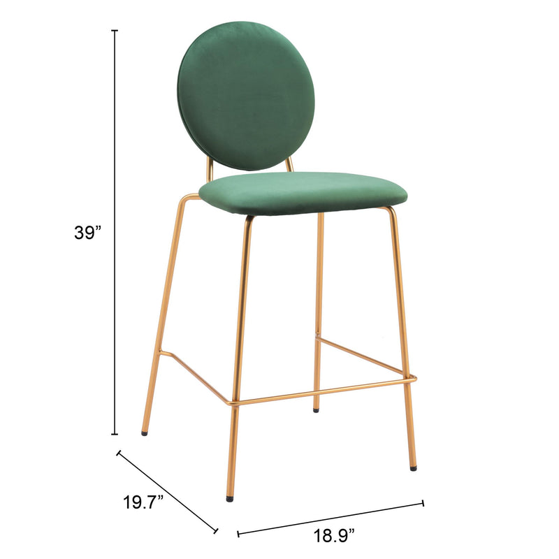  Zuo Odessa 109805 Counter Stool - Green & Gold IMAGE 8