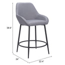  Zuo 110077 Vila Counter Stool - Gray IMAGE 9