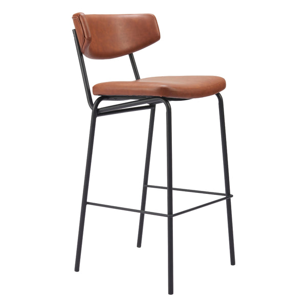  Zuo Charon 110260 Barstool - Vintage Brown IMAGE 1