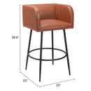  Zuo Horbat 109947 Barstool - Brown IMAGE 8