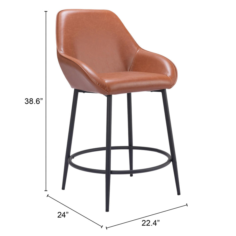  Zuo 109952 Vila Counter Stool - Brown IMAGE 8