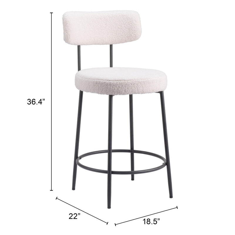  Zuo Blanca 109739 Counter Stool - Ivory IMAGE 9
